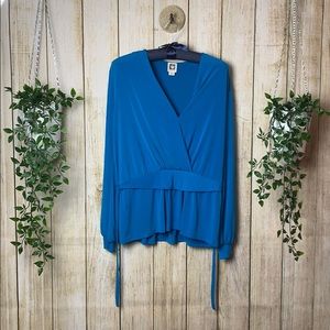 Anne Klein Blue Long Sleeve Blouse